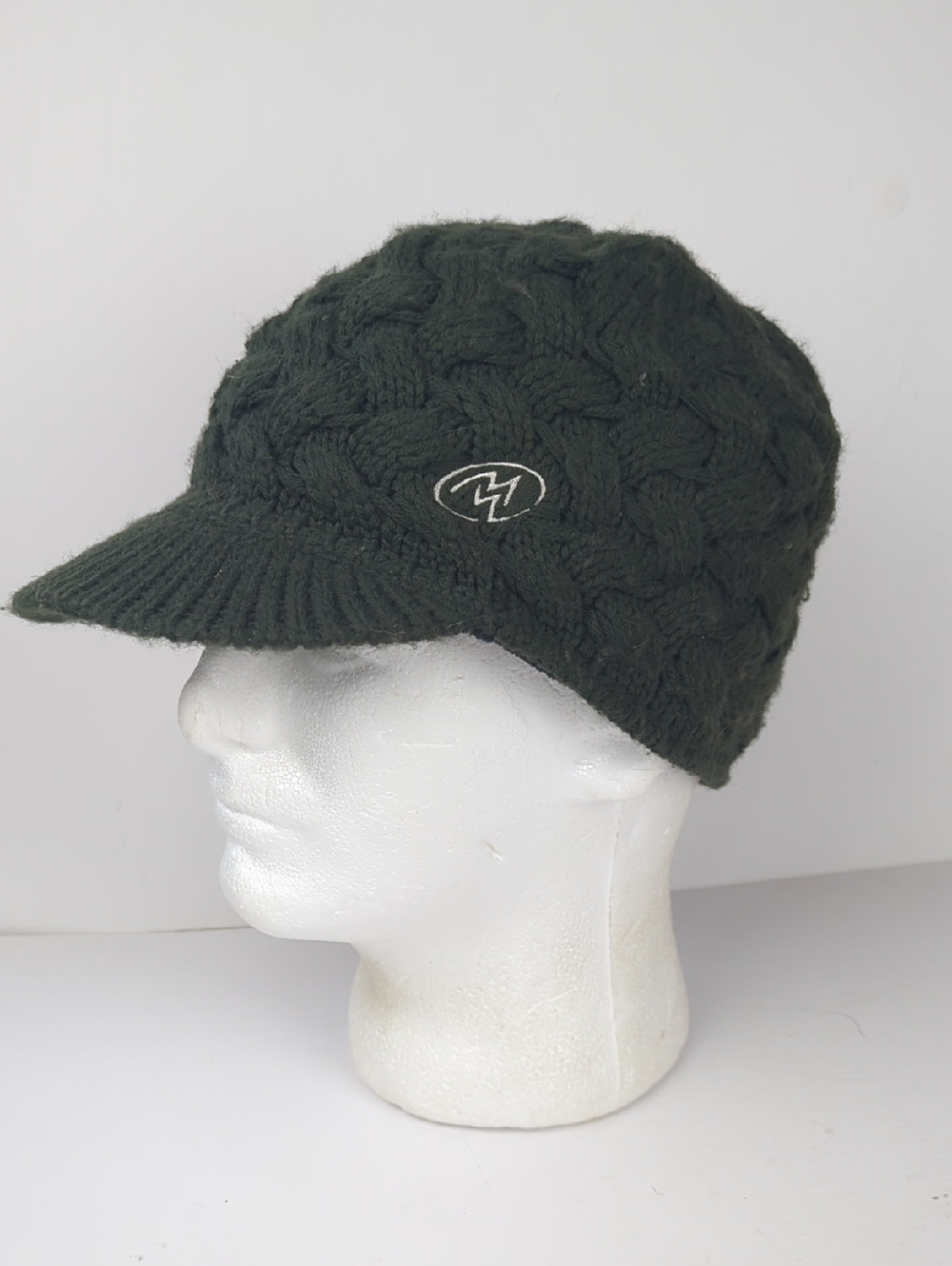 CLOUDVEIL Adult Dark Green Cable Knit Slouchy Sweater Visor Beanie